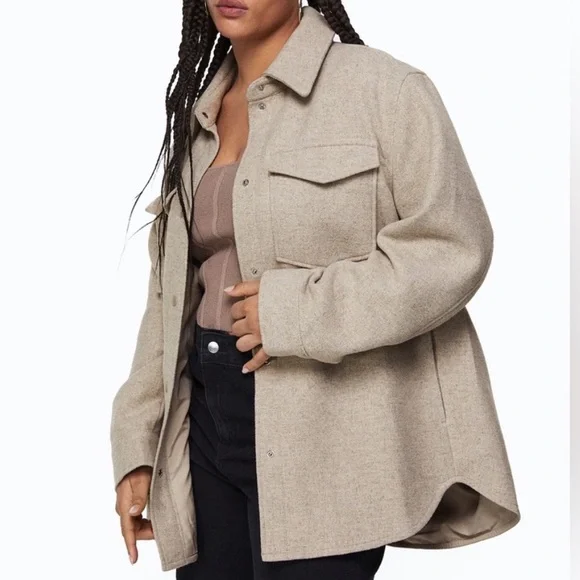H&M Jackets Coats Hm Oversized Beige Shirt Jacket Coat Xs